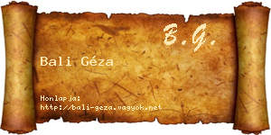 Bali Géza névjegykártya